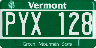VT license plate PYX128