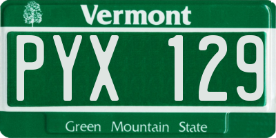 VT license plate PYX129