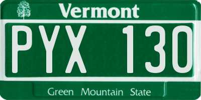 VT license plate PYX130