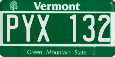 VT license plate PYX132