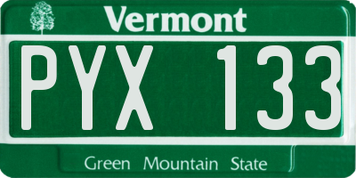 VT license plate PYX133