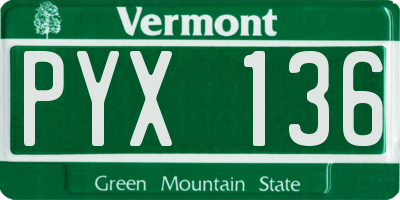 VT license plate PYX136