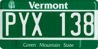 VT license plate PYX138