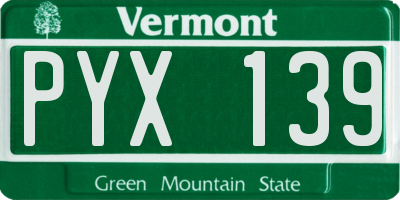 VT license plate PYX139