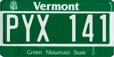 VT license plate PYX141