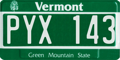 VT license plate PYX143
