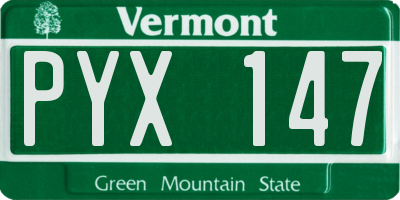 VT license plate PYX147