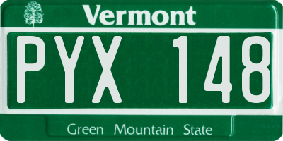 VT license plate PYX148
