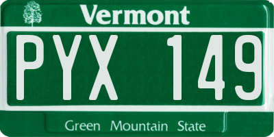 VT license plate PYX149