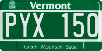 VT license plate PYX150