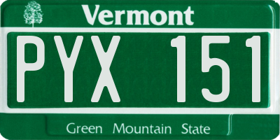 VT license plate PYX151