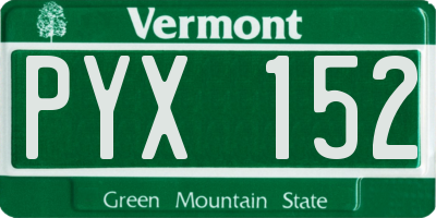 VT license plate PYX152