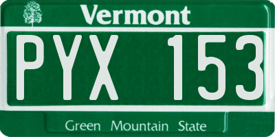VT license plate PYX153