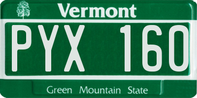 VT license plate PYX160