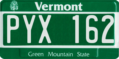VT license plate PYX162