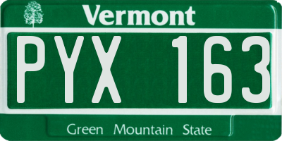 VT license plate PYX163