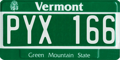 VT license plate PYX166
