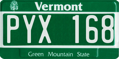 VT license plate PYX168
