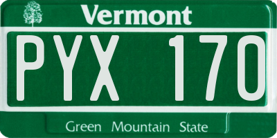 VT license plate PYX170