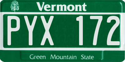 VT license plate PYX172