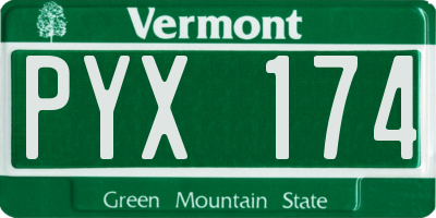 VT license plate PYX174