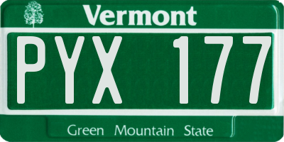 VT license plate PYX177