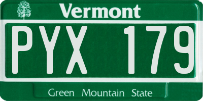 VT license plate PYX179