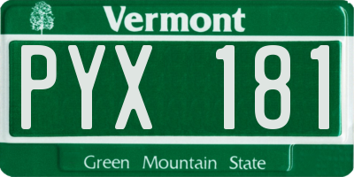 VT license plate PYX181