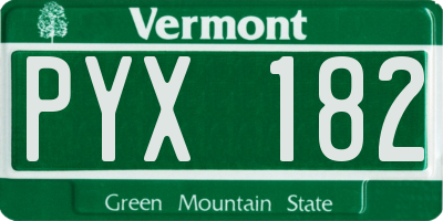 VT license plate PYX182