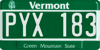 VT license plate PYX183