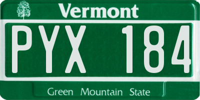 VT license plate PYX184