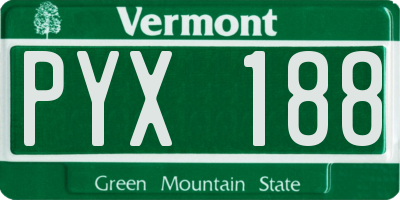 VT license plate PYX188