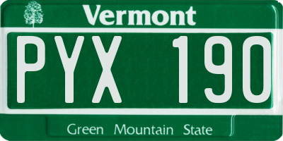 VT license plate PYX190