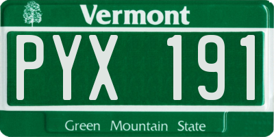 VT license plate PYX191