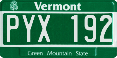 VT license plate PYX192