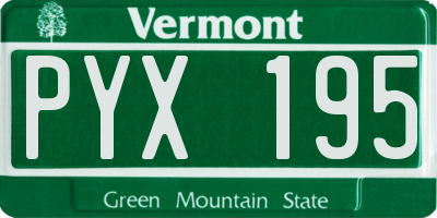 VT license plate PYX195