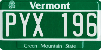 VT license plate PYX196