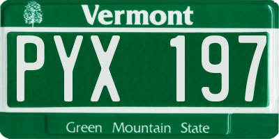 VT license plate PYX197