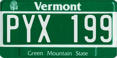 VT license plate PYX199