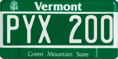 VT license plate PYX200