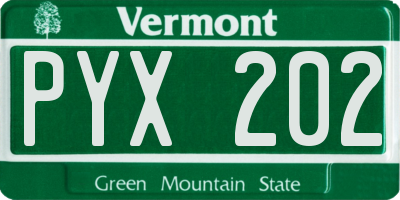VT license plate PYX202