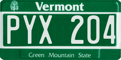 VT license plate PYX204