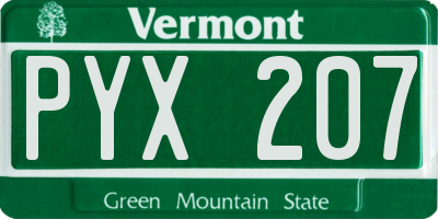 VT license plate PYX207