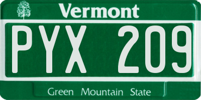 VT license plate PYX209