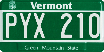 VT license plate PYX210