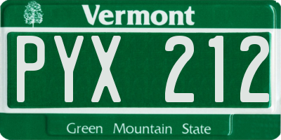 VT license plate PYX212