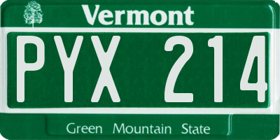 VT license plate PYX214