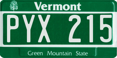 VT license plate PYX215