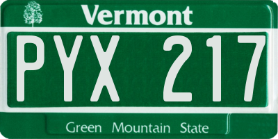 VT license plate PYX217