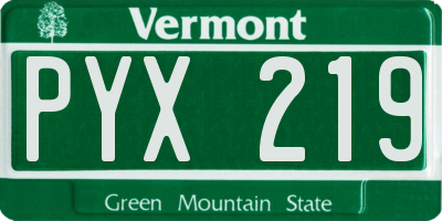 VT license plate PYX219